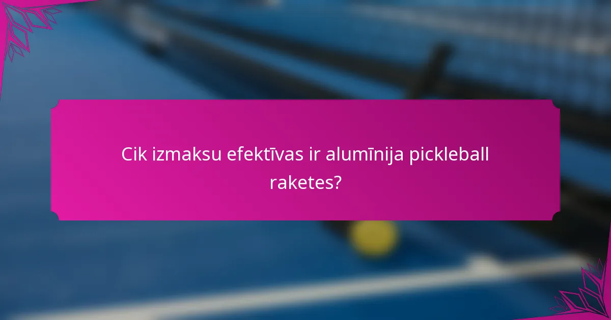 Cik izmaksu efektīvas ir alumīnija pickleball raketes?