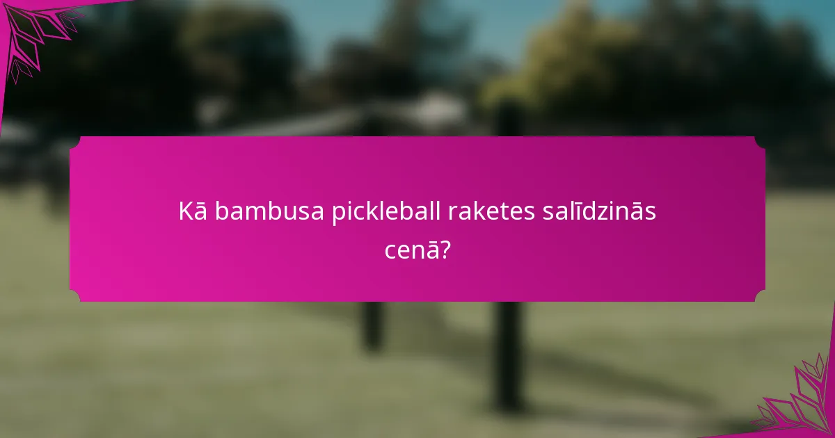 Kā bambusa pickleball raketes salīdzinās cenā?