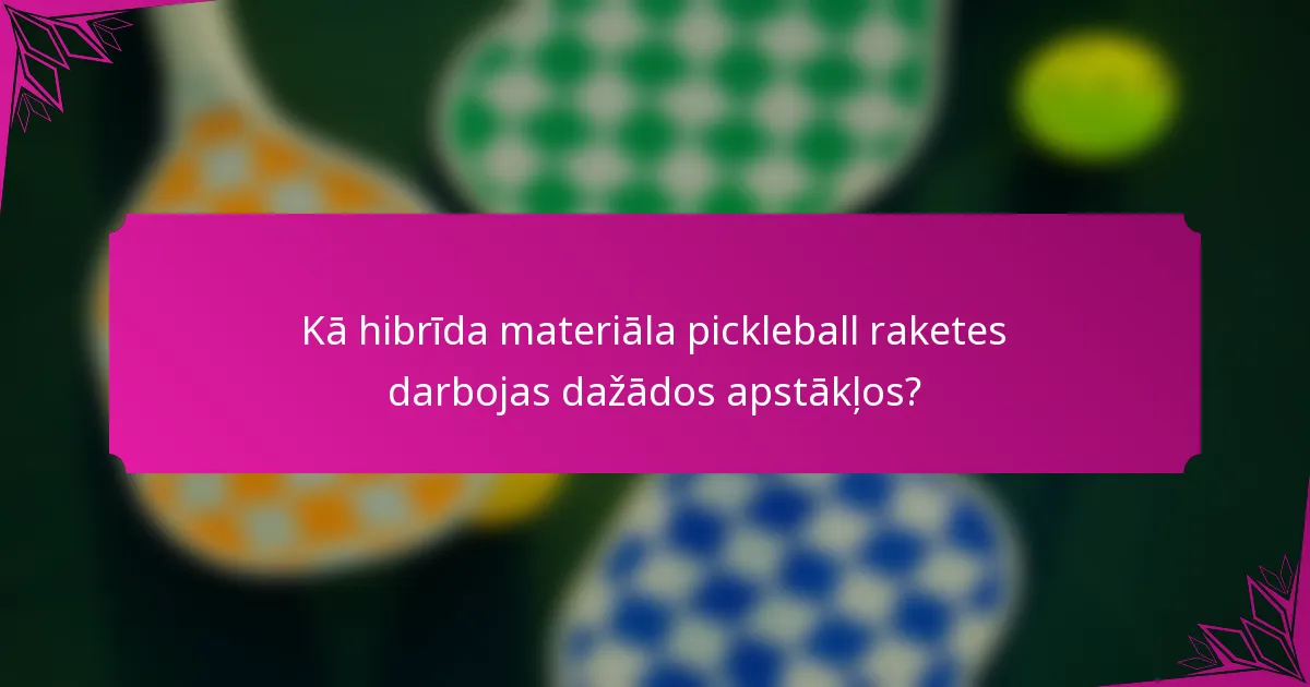 Kā hibrīda materiāla pickleball raketes darbojas dažādos apstākļos?