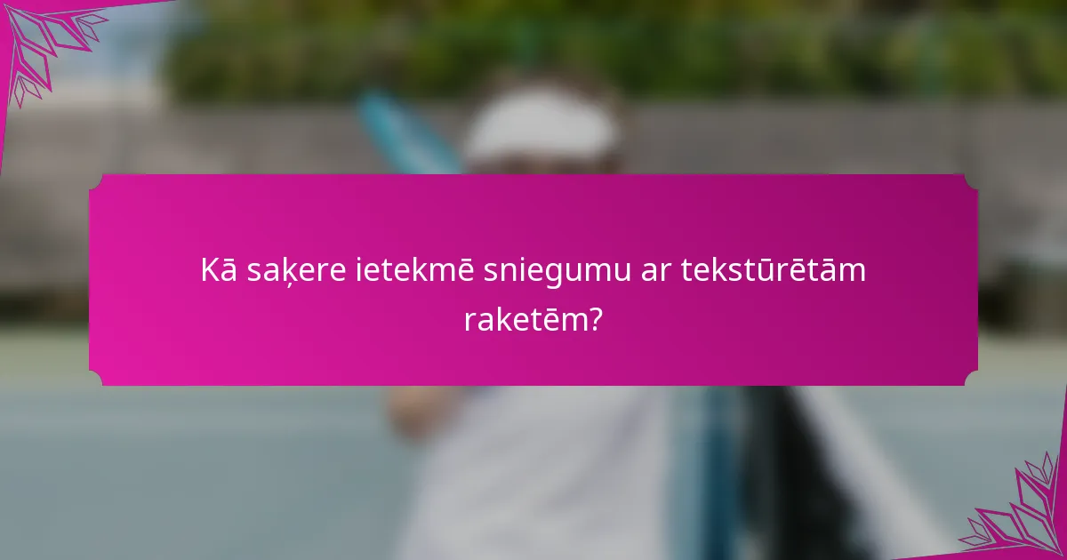 Kā saķere ietekmē sniegumu ar tekstūrētām raketēm?