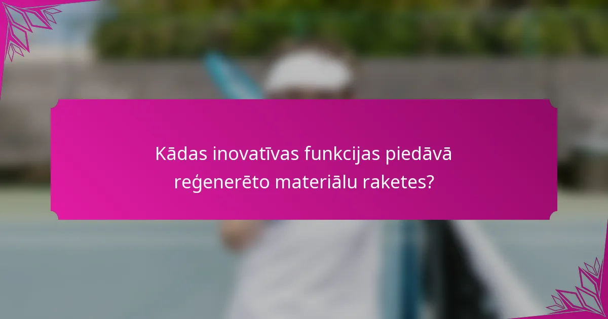 Kādas inovatīvas funkcijas piedāvā reģenerēto materiālu raketes?