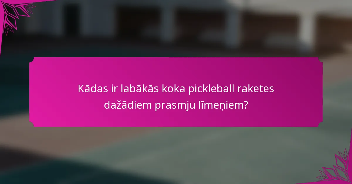 Kādas ir labākās koka pickleball raketes dažādiem prasmju līmeņiem?