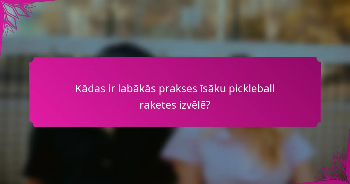 Kādas ir labākās prakses īsāku pickleball raketes izvēlē?