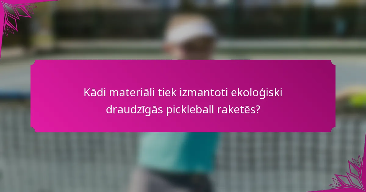 Kādi materiāli tiek izmantoti ekoloģiski draudzīgās pickleball raketēs?