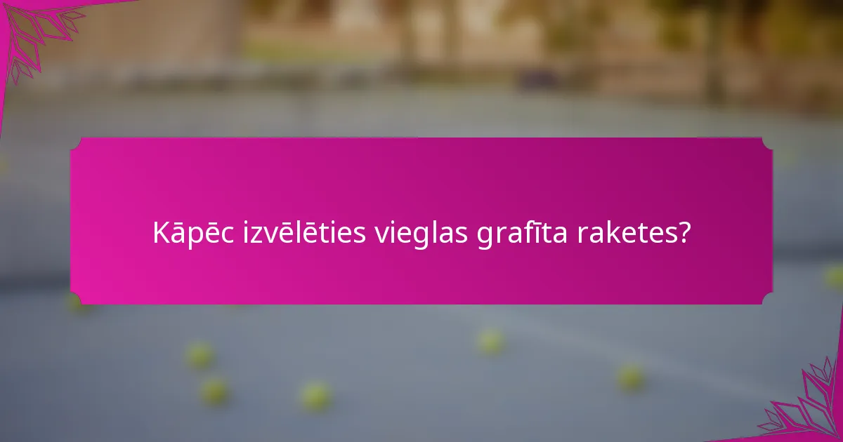 Kāpēc izvēlēties vieglas grafīta raketes?