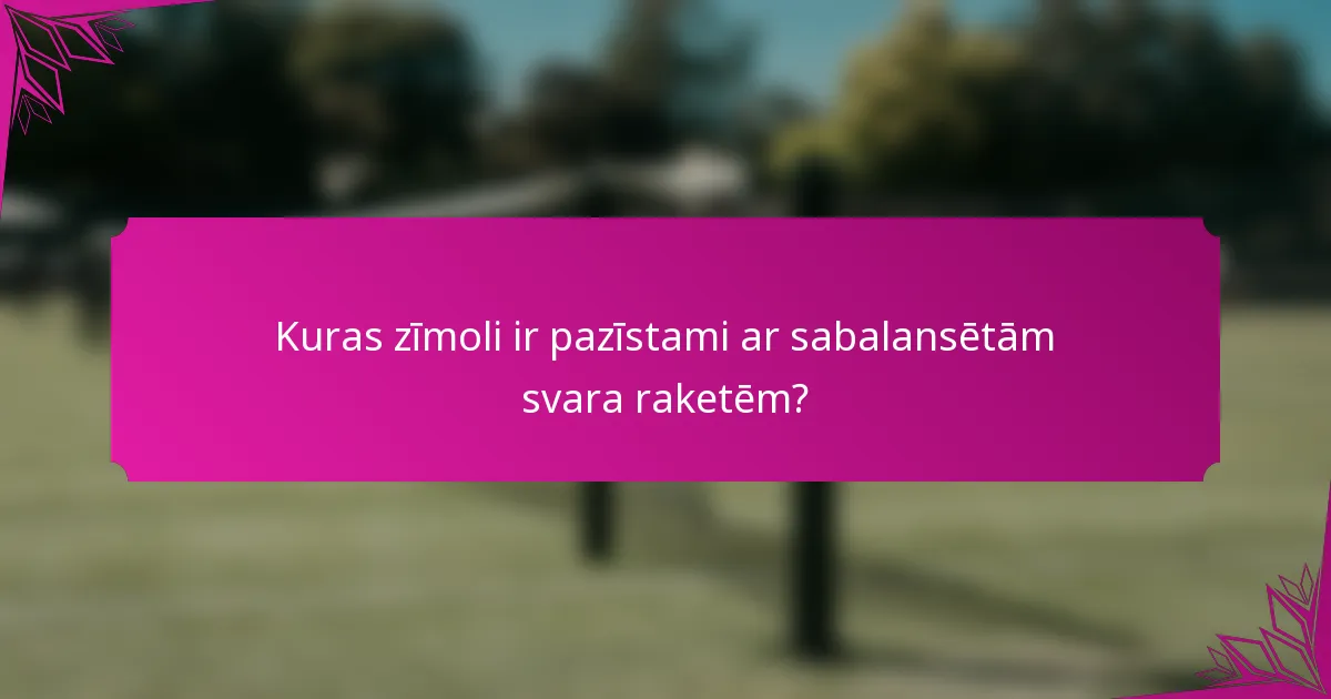 Kuras zīmoli ir pazīstami ar sabalansētām svara raketēm?