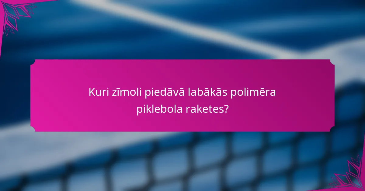 Kuri zīmoli piedāvā labākās polimēra piklebola raketes?